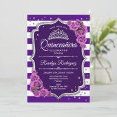 Invitation Quinceanera - Argent violet (Debout devant)