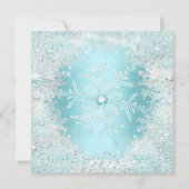 Invitation Quinceanera Assez Argent Turquoise bleu Snowflakes (Dos)