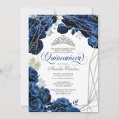 Invitation Quinceañera avec les Roses bleus de la Royal Navy (Devant)