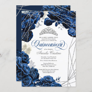 Invitation Quinceañera avec les Roses bleus de la Royal Navy