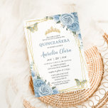 Invitation Quinceañera Baby Blue Floral Gold Butterflies 16e<br><div class="desc">Personnalisez cette adorable invitation quinceañera / doux 16 avec sa propre formulation facilement et rapidement,  appuyez simplement sur le bouton customiser pour réorganiser et formater le style et le placement du texte. Objets correspondants disponibles en magasin ! c) Le Happy Cat Studio</div>