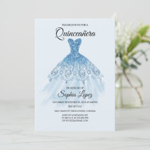 Invitation Quinceanera Baby Blue Thème, Mis Quince