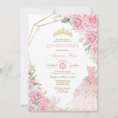 Invitation Quinceañera Baby rose Floral or princesse de la Co (Devant)
