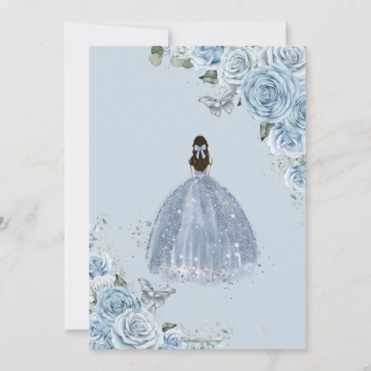Invitation Quinceañera Bébé Bleu Doux Floral Princesse 15 Año (Dos)
