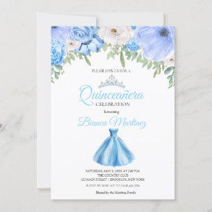 Invitation Quinceanera Bébé Robe Bleue Mis Quince