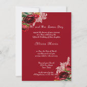 Invitation Quinceanera Belle Roses Rouges dentelle et or (Dos)