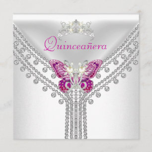 Invitation Quinceañera Beurre blanc rose Diamant 2