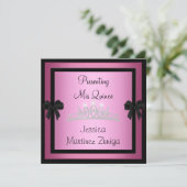Invitation Quinceanera Bijou noir rose Tiara Forme 1 (Debout devant)