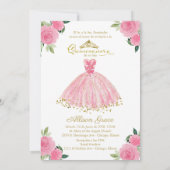Invitation Quinceanera Bilingue Robe Rose Chaud (Dos)