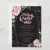Invitation Quinceañera Bilingue Rose Noir (Devant)