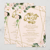 Invitation Quinceañera Bilingue Rose Pâle (Devant / Derrière)