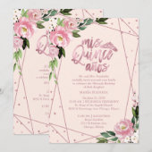 Invitation Quinceañera Bilingue Rose Pâle (Devant / Derrière)