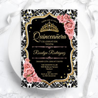 Quinceanera - Black Blush Pink Gold