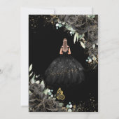 Invitation Quinceañera Black Floral Rose robe or Couronne I (Dos)