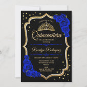 Invitation Quinceanera - Black Gold Royal Blue (Devant)