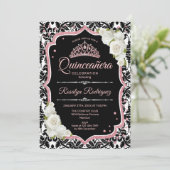 Invitation Quinceanera - Black Rose Gold (Debout devant)
