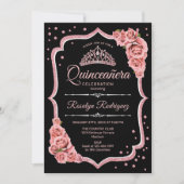 Invitation Quinceanera - Black Rose Gold (Devant)