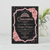 Invitation Quinceanera - Black Rose Gold (Debout devant)