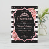 Invitation Quinceanera - Black Rose Gold (Debout devant)