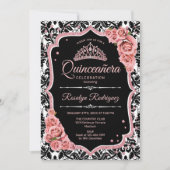 Invitation Quinceanera - Black Rose Gold (Devant)