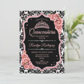 Invitation Quinceanera - Black Rose Gold (Debout devant)