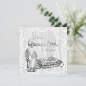 Invitation Quinceanera blanc (Debout devant)