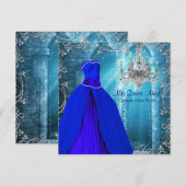 Invitation Quinceanera blanc bleu de la Marine royale (Devant / Derrière)