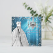 Invitation Quinceanera blanc bleu de la Marine royale (Debout devant)