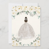 Invitation Quinceañera blanc ivoire Floral Argent Tiara robe (Dos)