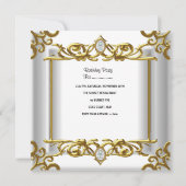 Invitation Quinceanera blanc or Tiara 15e anniversaire (Dos)