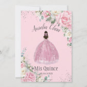 Invitation Quinceañera Blanc Rose Floral Argent 16e anniversa (Dos)