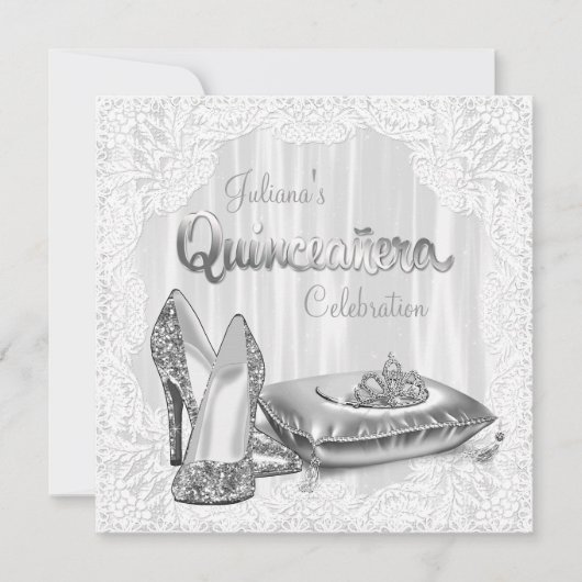 Invitation Quinceañera Blanche (Devant)