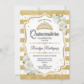 Invitation Quinceanera - Blancs d'or (Devant)