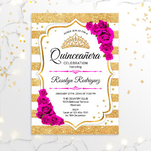 Invitation Quinceanera - Blancs Or Pink