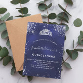 Invitation Quinceanera bleu argent parties scintillant poussi