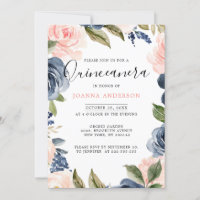 Quinceanera bleu bleu marine rose rose