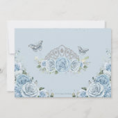 Invitation Quinceañera Bleu Bleu Roses Argent Couronne Photo (Dos)