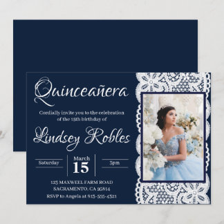 Invitation quinceanera bleu clair