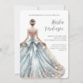 Invitation quinceañera bleu clair (Devant)