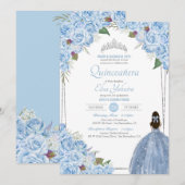 Invitation Quinceanera bleu clair Cinderella Princess Quince (Devant / Derrière)