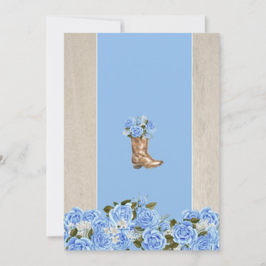 Invitation Quinceanera bleu clair élégant Rose Western Charra (Dos)