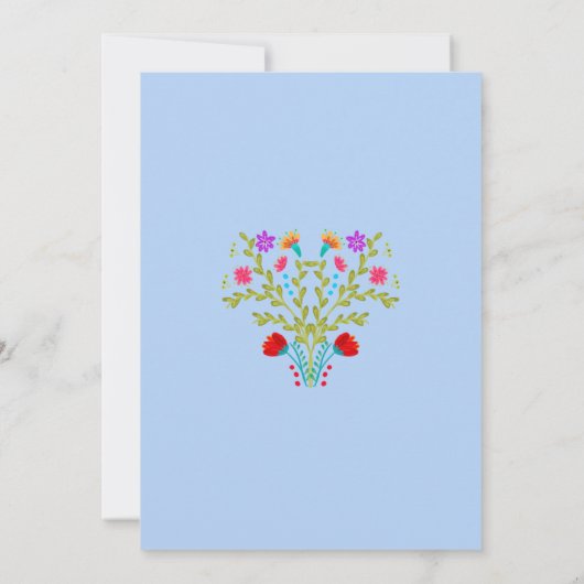 Invitation Quinceanera Bleu clair Fleurs mexicaines Anniversa (Dos)