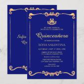 Invitation Quinceanera bleu classique (Devant / Derrière)