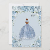 Invitation Quinceañera Bleu Floral Argent Rouge Cheveux fille (Dos)
