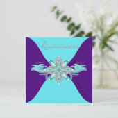 Invitation Quinceanera bleu pourpre et Turquoise (Debout devant)