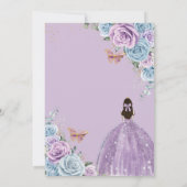 Invitation Quinceañera Bleu pourpre Lilac or floral (Dos)