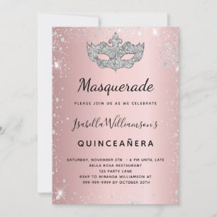 Invitation Quinceanera bleu rose pâle