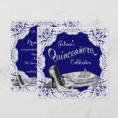Invitation Quinceanera Bleu Royal (Devant / Derrière)