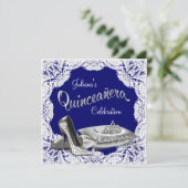 Invitation Quinceanera Bleu Royal (Debout devant)