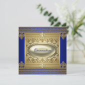 Invitation Quinceanera bleu royal or (Debout devant)